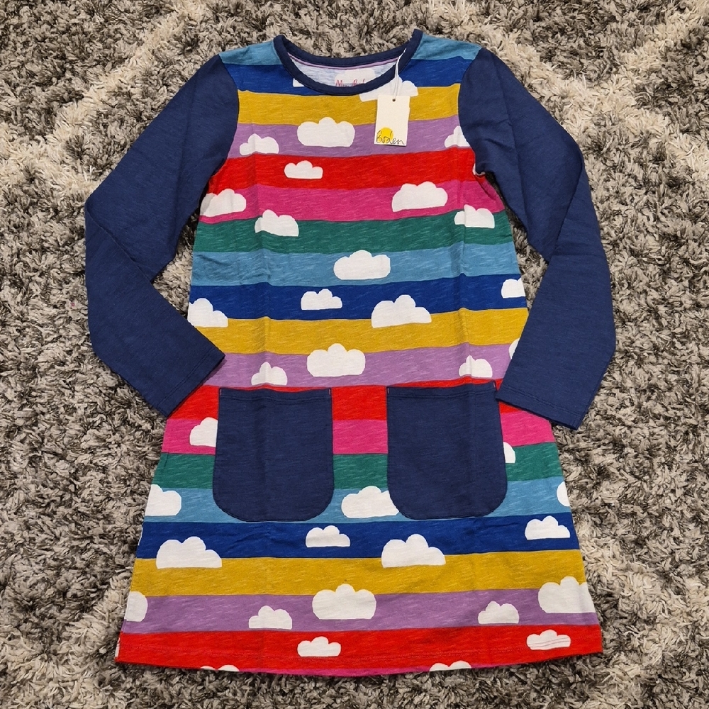 Mini Boden Cotton Rainbow Cloud Dress